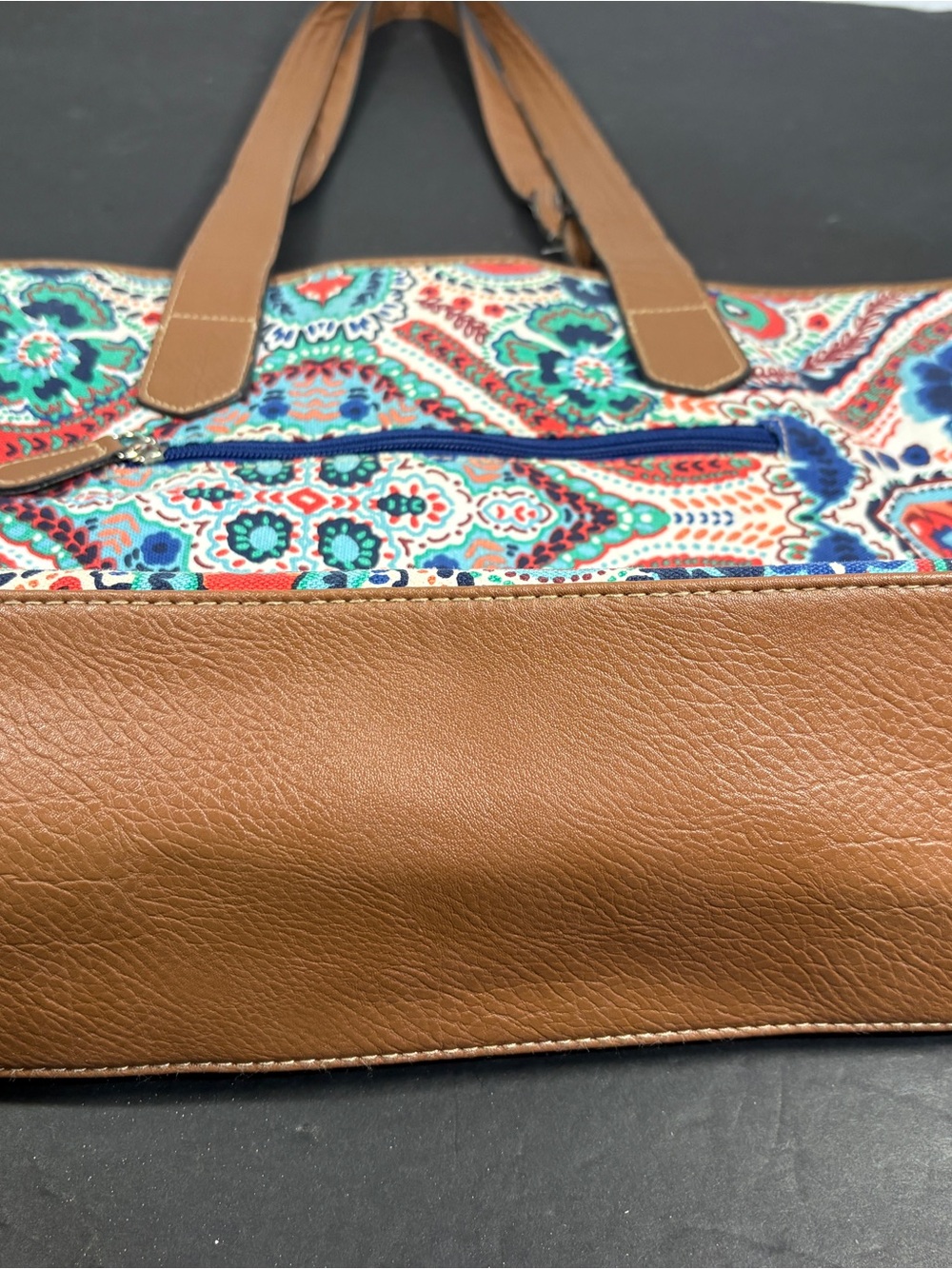 Croft & Barrow Bohemian Paisley Canvas Tote/Shoulder Bag with faux Leather Trim - Picture 16 of 16